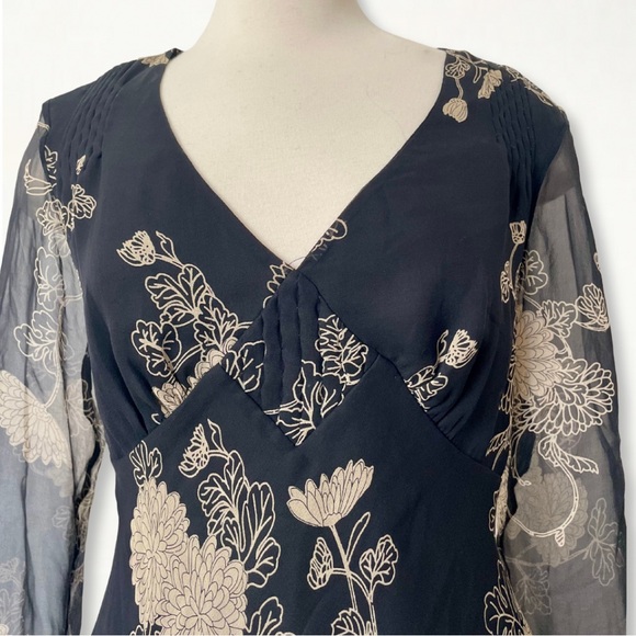 NWT Vintage 90s Y2K Ice Sheer Floral Chiffon Romantic Flowy Top Size 6 - Picture 3 of 11